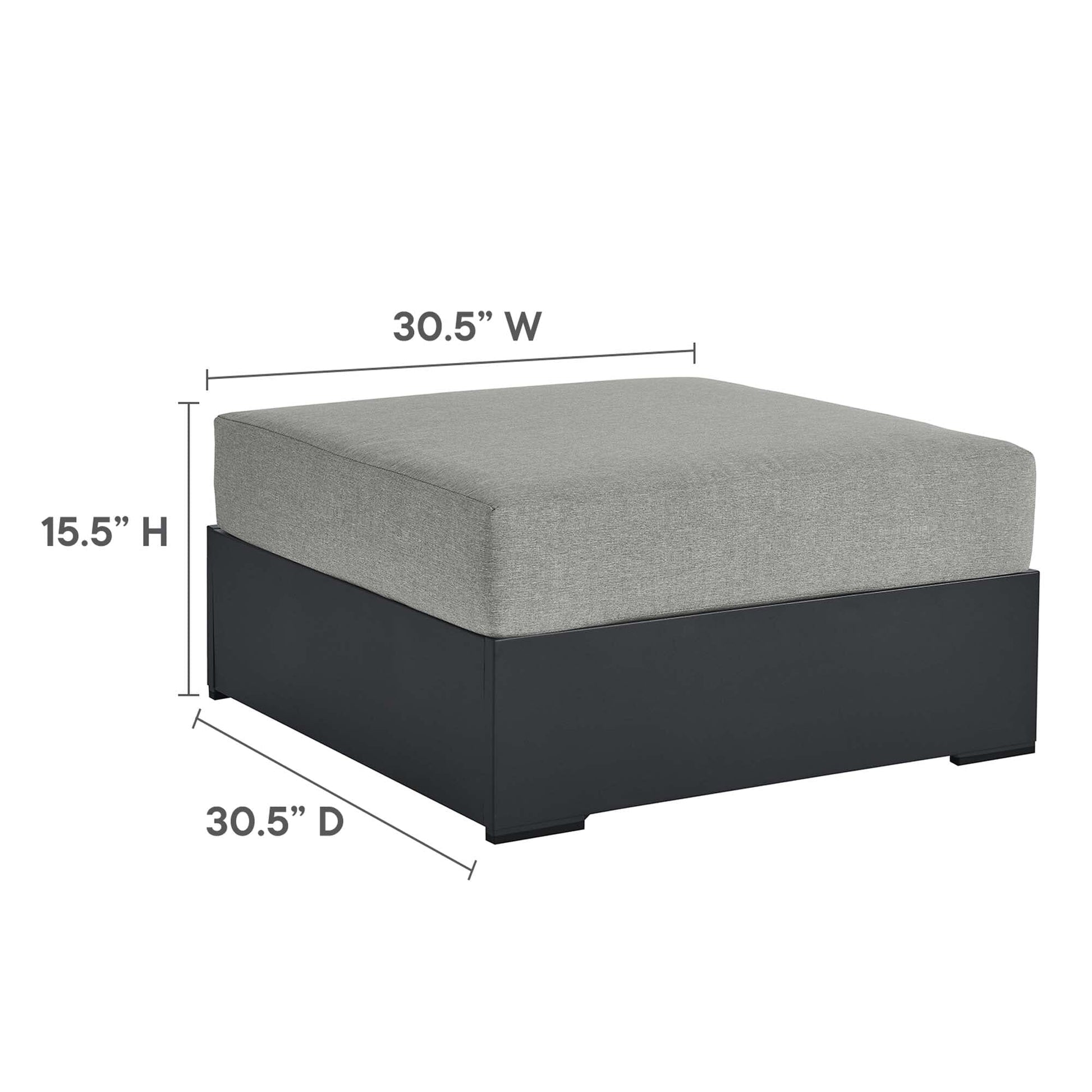 Tahoe 5-Piece Outdoor Patio Powder-Coated Aluminum Sectional Sofa Set in Gray Gray by Modway Sectional Set Modway 