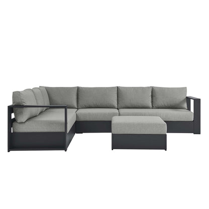Tahoe 5-Piece Outdoor Patio Powder-Coated Aluminum Sectional Sofa Set in Gray Gray by Modway Sectional Set Modway 