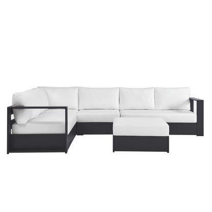 Tahoe 5-Piece Outdoor Patio Powder-Coated Aluminum Sectional Sofa Set in Gray White by Modway Sectional Set Modway 