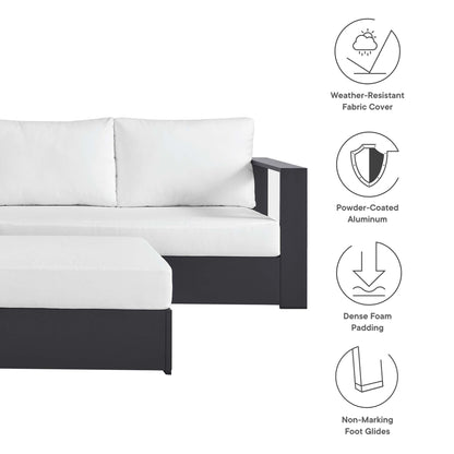Tahoe 5-Piece Outdoor Patio Powder-Coated Aluminum Sectional Sofa Set in Gray White by Modway Sectional Set Modway 