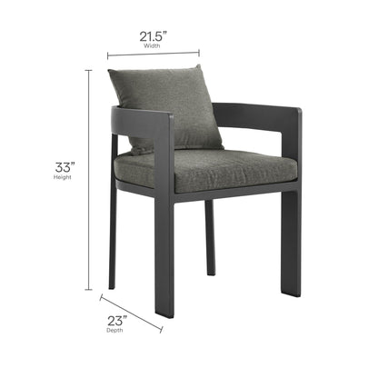 Tahoe 9-Piece Outdoor Patio Aluminum Dining Set With Extendable Table in Gray Charcoal by Modway Dining Set Modway 