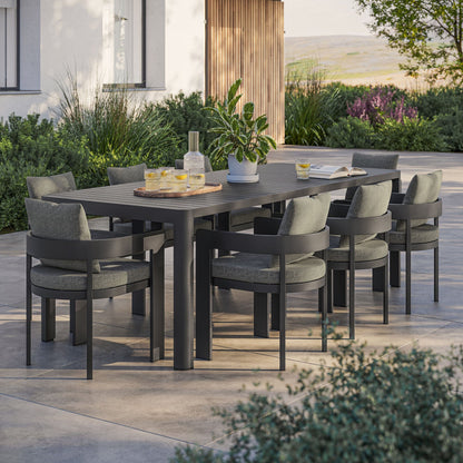 Tahoe 9-Piece Outdoor Patio Aluminum Dining Set With Extendable Table in Gray Charcoal by Modway Dining Set Modway 