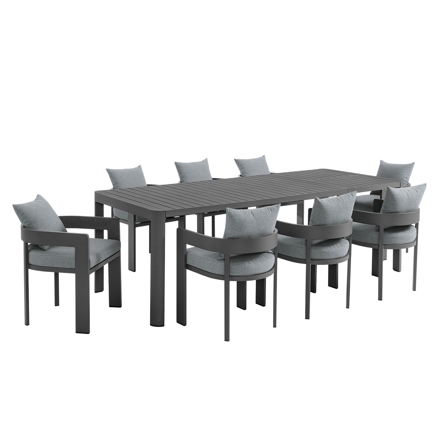 Tahoe 9-Piece Outdoor Patio Aluminum Dining Set With Extendable Table in Gray Gray by Modway Dining Set Modway 