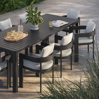 Tahoe 9-Piece Outdoor Patio Aluminum Dining Set With Extendable Table in Gray White by Modway Dining Set Modway 