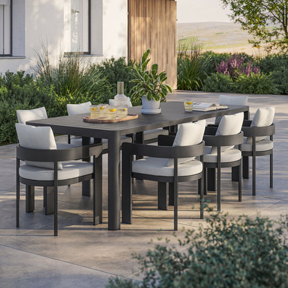 Tahoe 9-Piece Outdoor Patio Aluminum Dining Set With Extendable Table in Gray White by Modway Dining Set Modway 