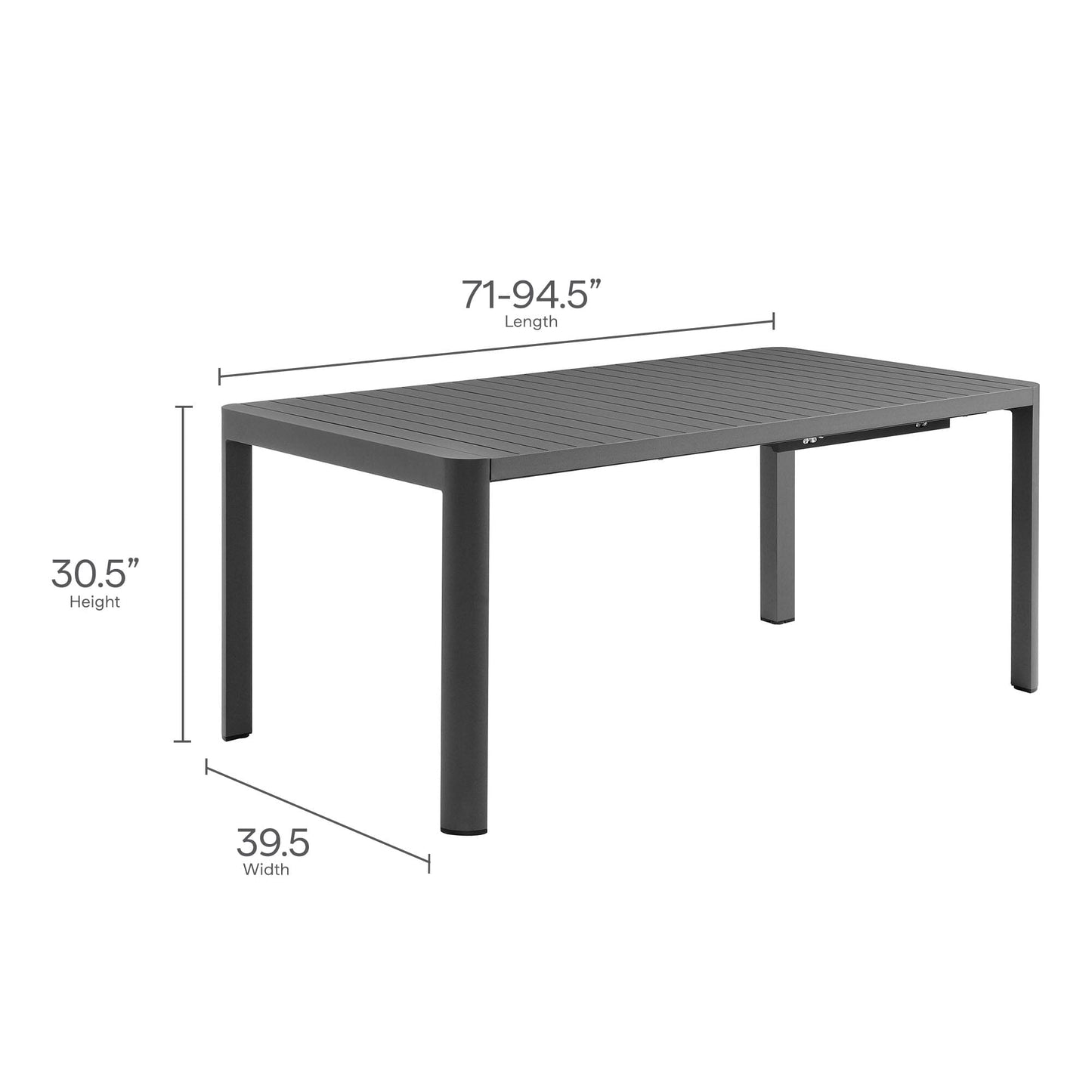 Tahoe 9-Piece Outdoor Patio Aluminum Dining Set With Extendable Table in Gray White by Modway Dining Set Modway 