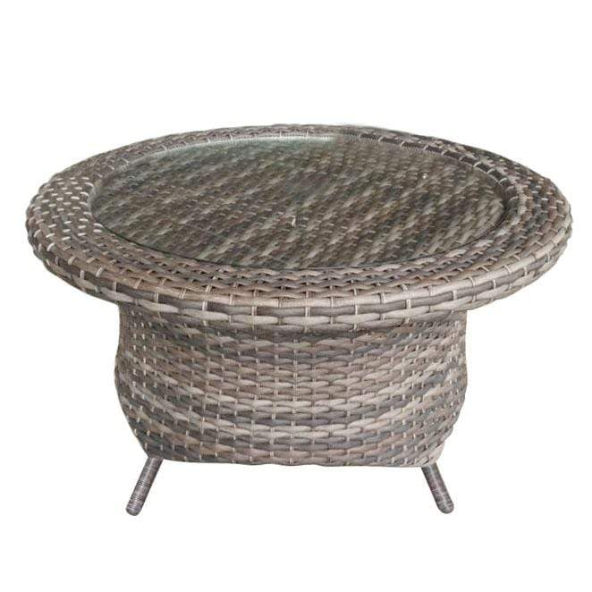 Aberdeen Wicker Round Rotating Chat Table Includes Glass Top FP-ABE-R-CHT-RYE Table Forever Patio 