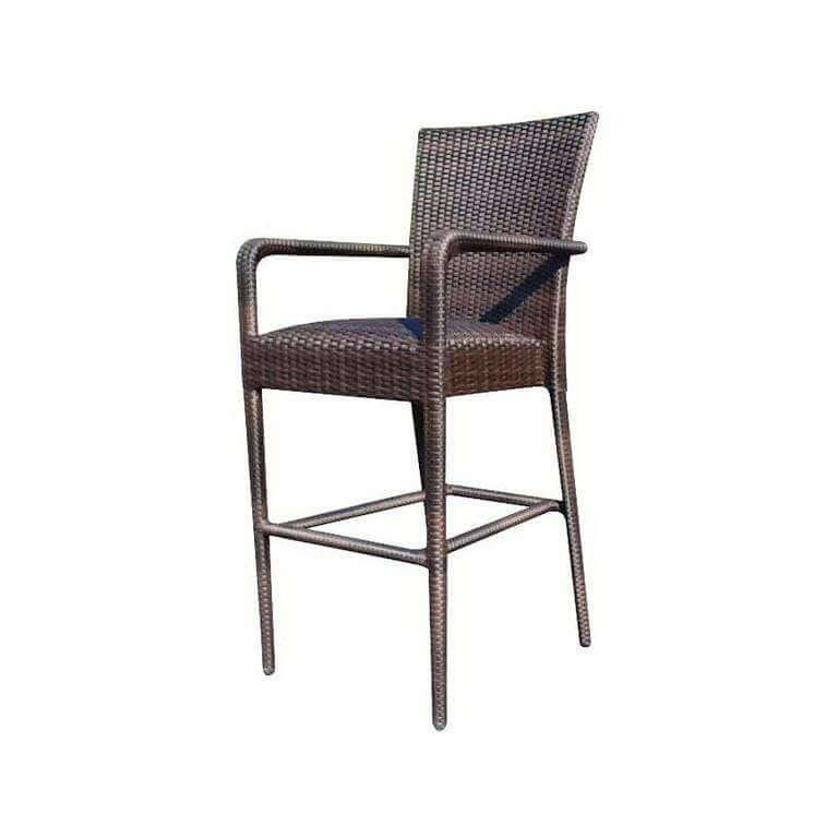 Woodard Montecito All-Weather Padded Wicker Bar Stool with Arms S593089