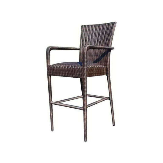Woodard Montecito All-Weather Padded Wicker Bar Stool with Arms S593089