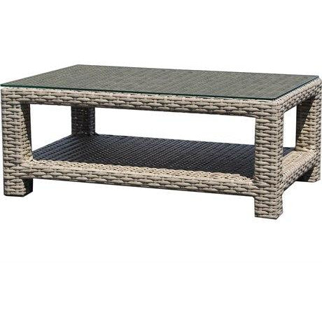 Forever Patio | Cavalier Rectangle Coffee Table (with Bottom Shelf) INCLUDES GLASS TOP | FP-UNI-CT-REC-BUF Seating Forever Patio 