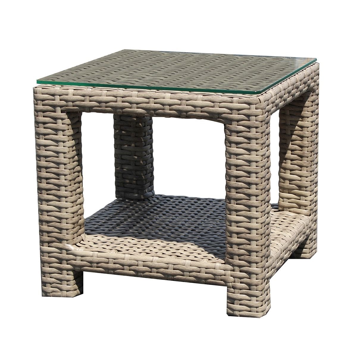 Forever Patio | Cavalier Square End Table (with Bottom Shelf) INCLUDES GLASS TOP | FP-CAV-ET-BUF Seating Forever Patio 