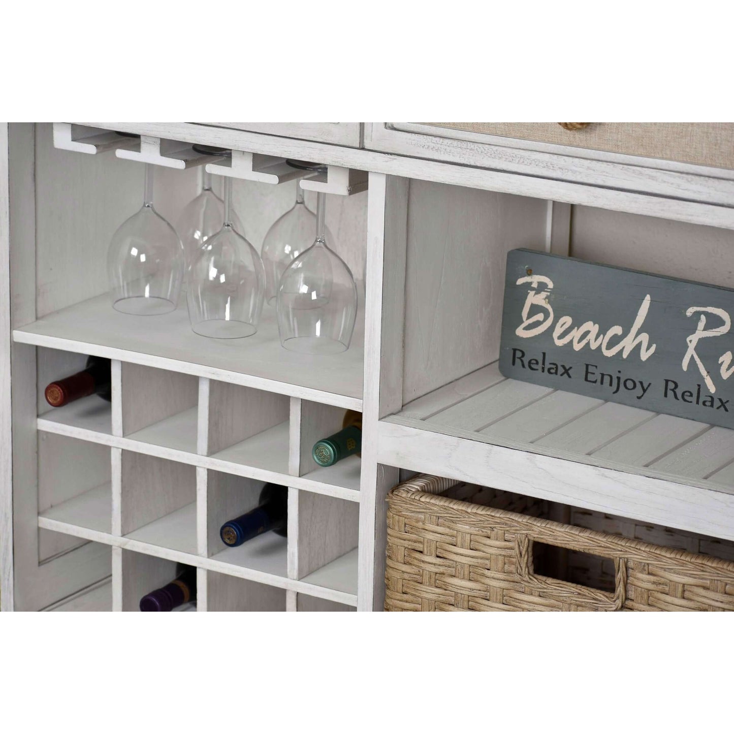 Sea Winds Trading Captiva Island Sideboard with Wine Rack with 2 Baskets B86327