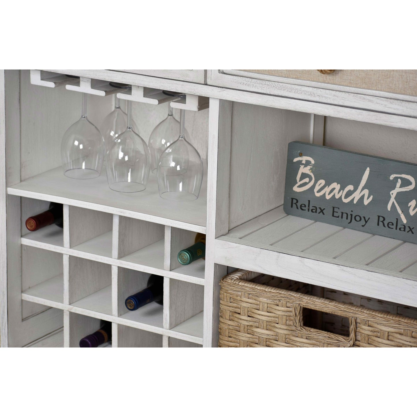 Sea Winds Trading Captiva Island Sideboard with Wine Rack with 2 Baskets B86327 Indoor Sea Winds Trading Co 