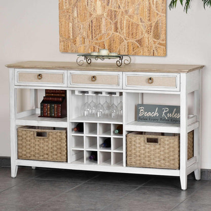 Sea Winds Trading Captiva Island Sideboard with Wine Rack with 2 Baskets B86327