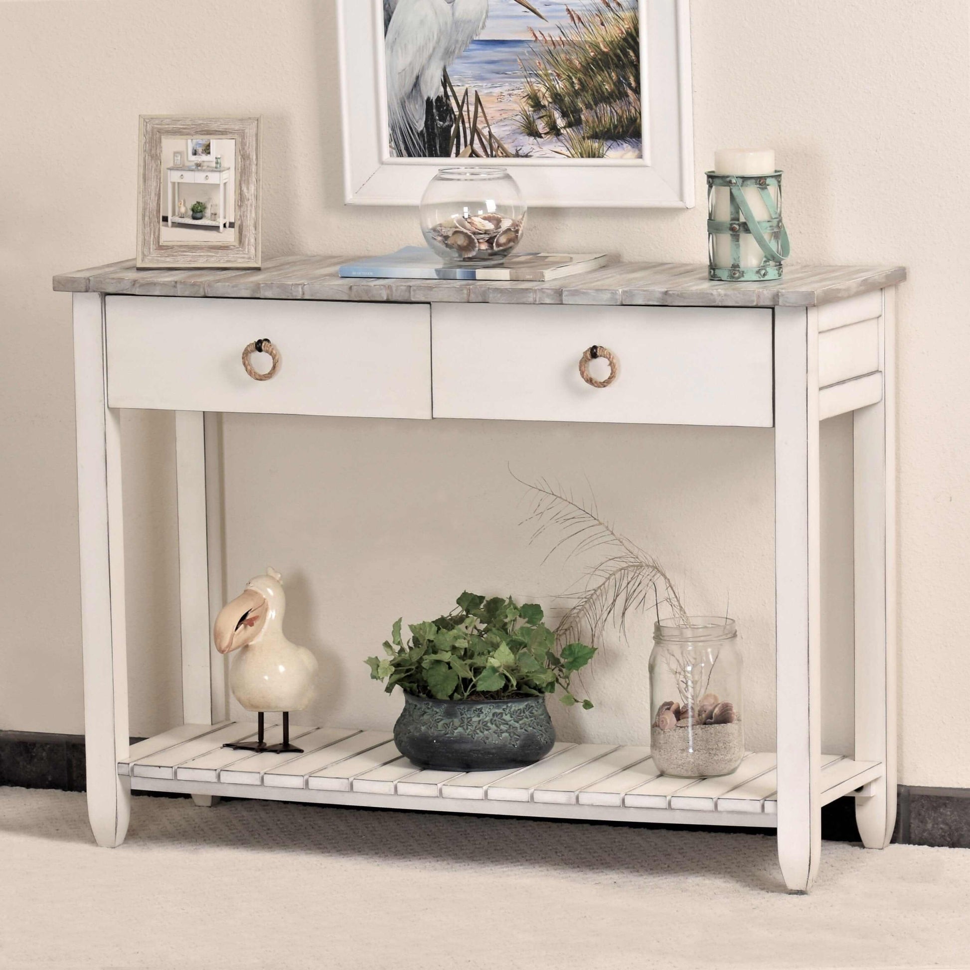 Sea Winds Trading Picket Fence Console Table B78204