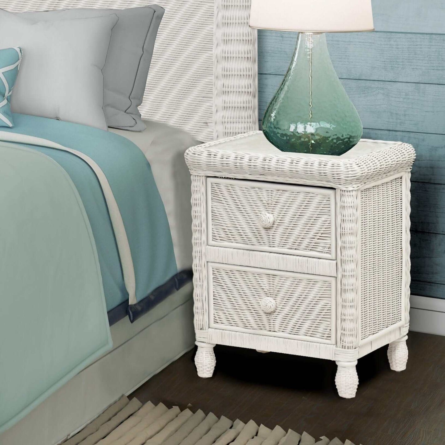 Sea Winds Trading Santa Cruz 2 Drawer Nightstand w/ Glass Top B57932