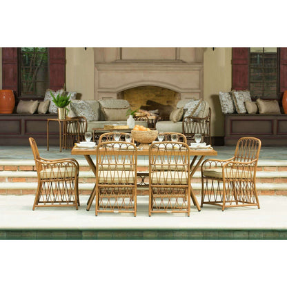 Woodard Cane Rectangular Slatted Top Dining Table S650703