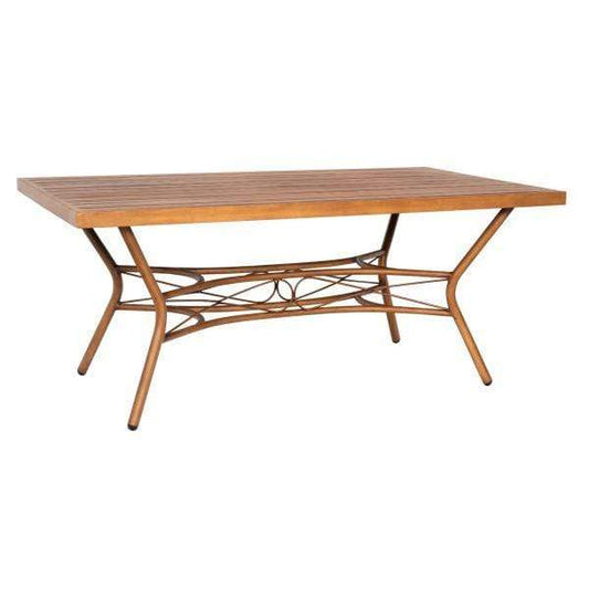 Woodard Cane Rectangular Slatted Top Dining Table S650703 Table Woodard 